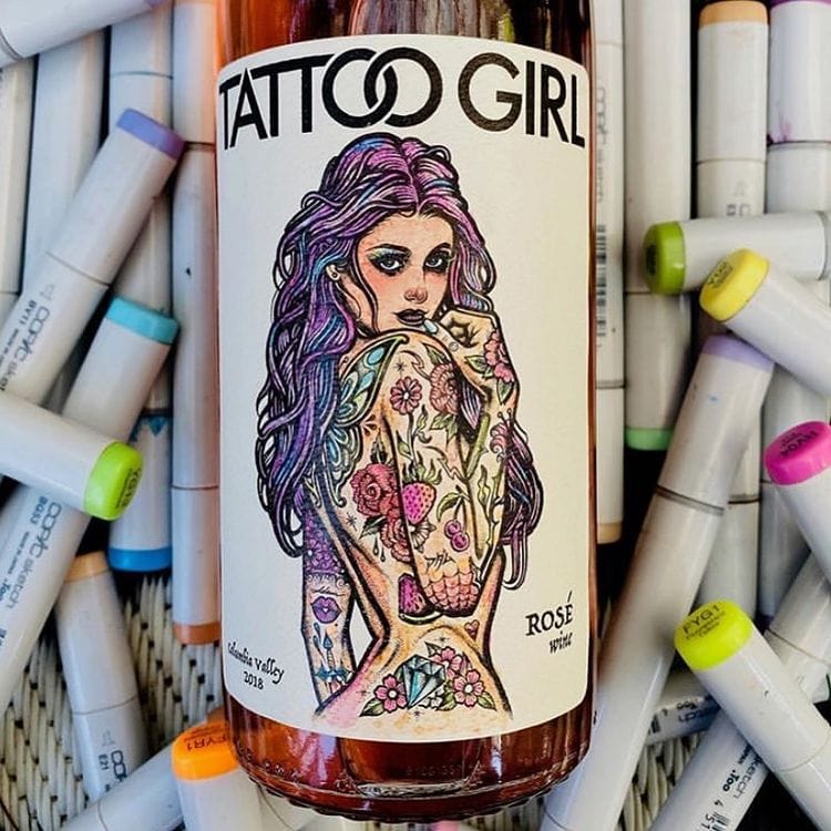 K & L Wines Online Tattoo Girl Rose 750