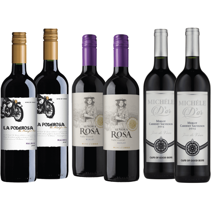 K and L Wines South African Wine Easy Drinking Red Wine Mixed case of Very quaffable Wine 6 x 750 ml