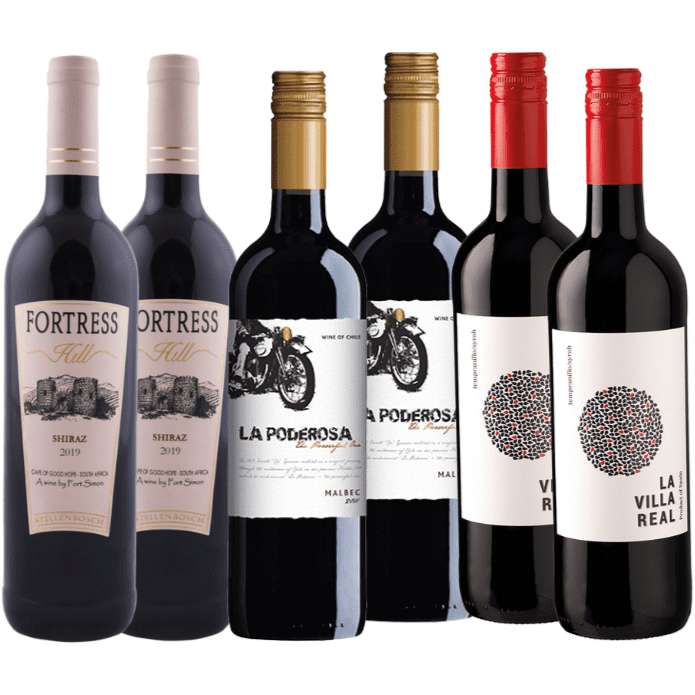 K and L Wines South African Wine Soft and Easy Drinking Red Wine Mixed case of Very quaffable Wine 6 x 750 ml