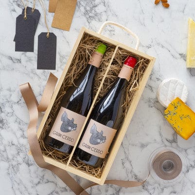 K & L Wines Online Gift Packaging Solid Wooden Gift Box with Sliding wooden Lid