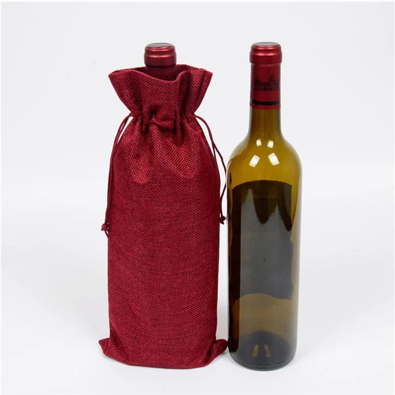 K and L Wines Gift Packaging Burgundy Wine Linen Bottle Cover for 750 ml bottles