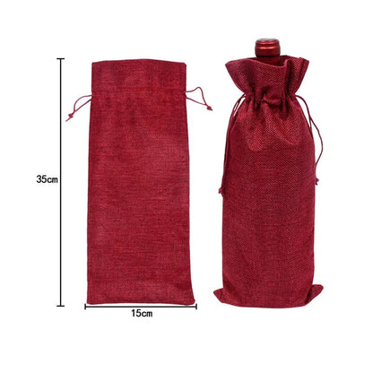 K and L Wines Gift Packaging Burgundy Wine Linen Bottle Cover for 750 ml bottles