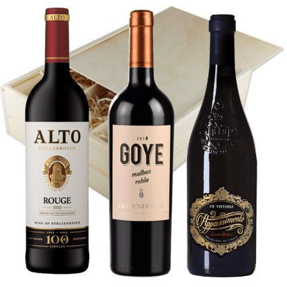 K & L Wines Online Gift K & L Wines - Blockbusting Red Wine Trio in Wooden Gift Box - 3 x 750 ml Bottles