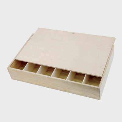 6 Bottle Wooden Wine Box with Sliding Lid