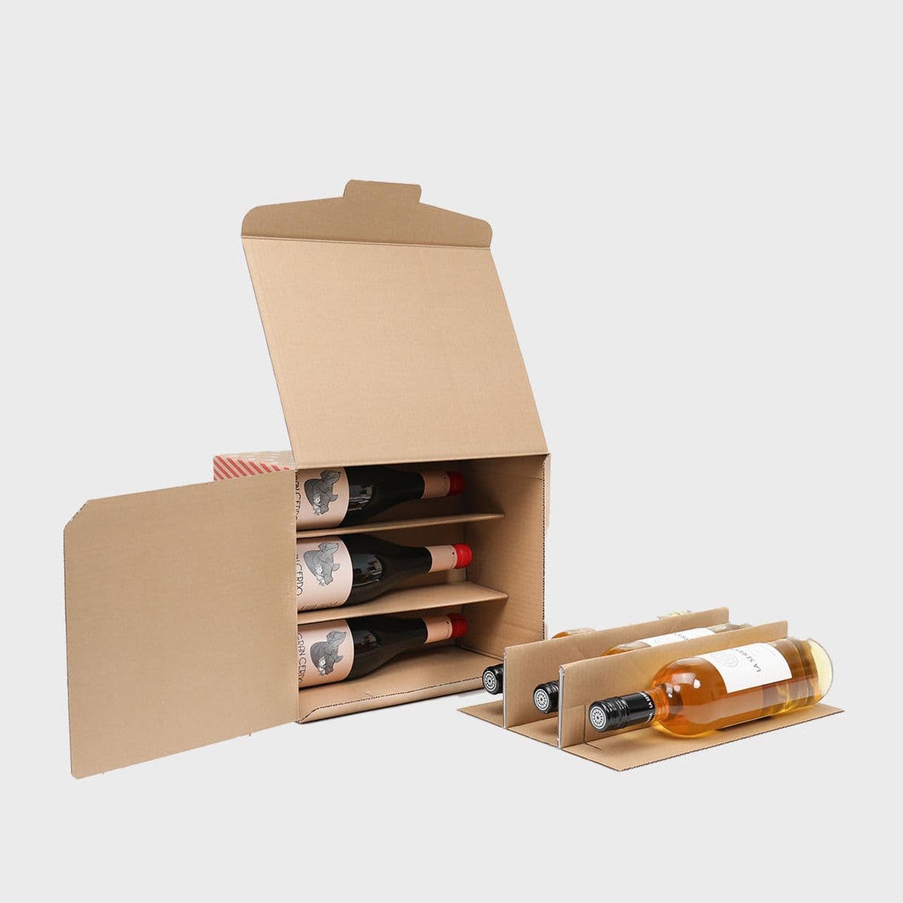 K and L Wines Gift Packaging 6 Bottle Kraft Natutal Gift Box